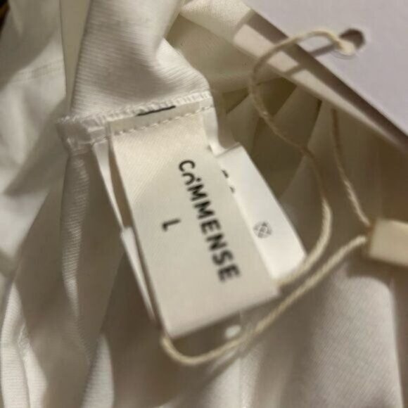 Commense white stretchy mock Neck Long sleeve  seamed detail Top NWT - Picture 5 of 10